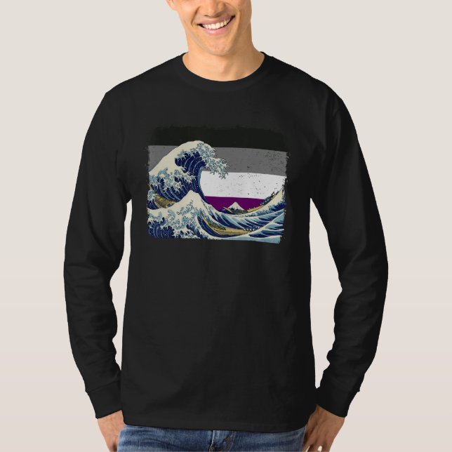 Camiseta Asexual Pride Ace Flag Great Wave off Kanagawa Sub (Anverso)
