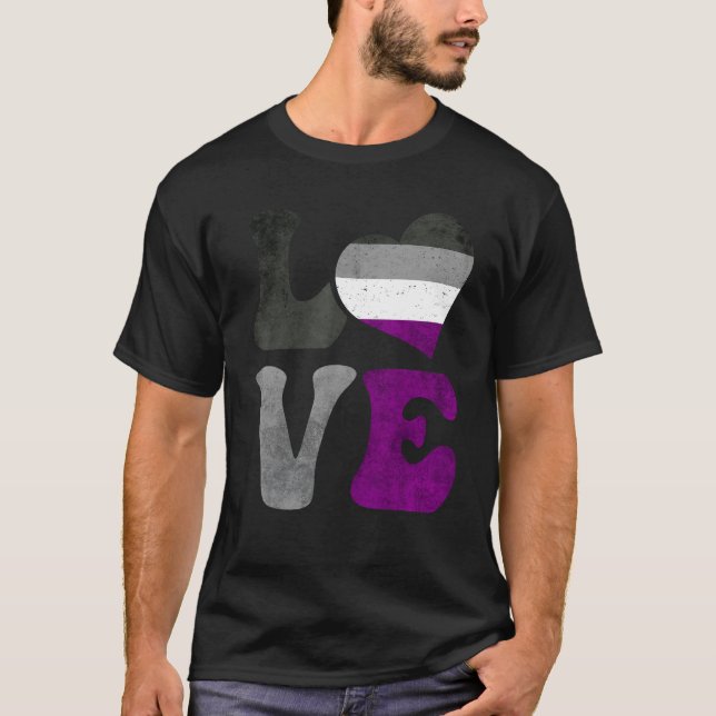 Camiseta Asexual Pride Ace Flag LOVE Heart LGBTQ (Anverso)