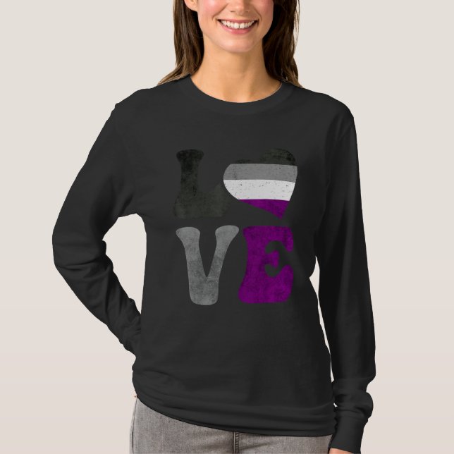 Camiseta Asexual Pride Ace Flag LOVE Heart LGBTQ (Anverso)