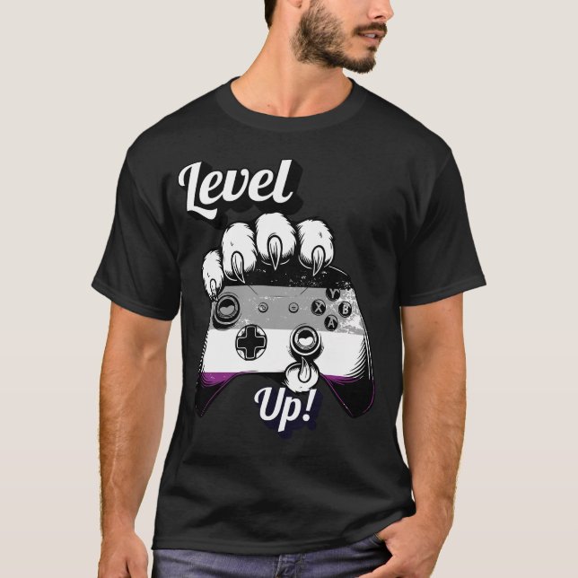 Camiseta Asexual Pride Level Up Tiger Paw Controller Shirt (Anverso)