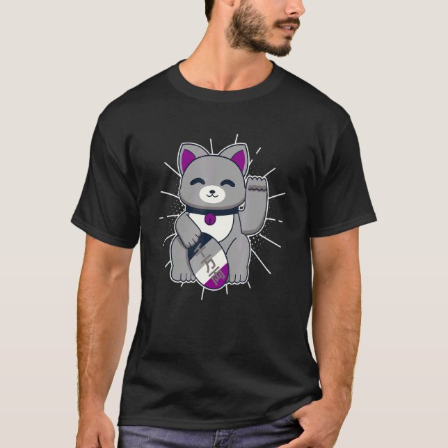 Camiseta Asexual Pride Lucky Cat LGBTQ+ Asexuality (Anverso)