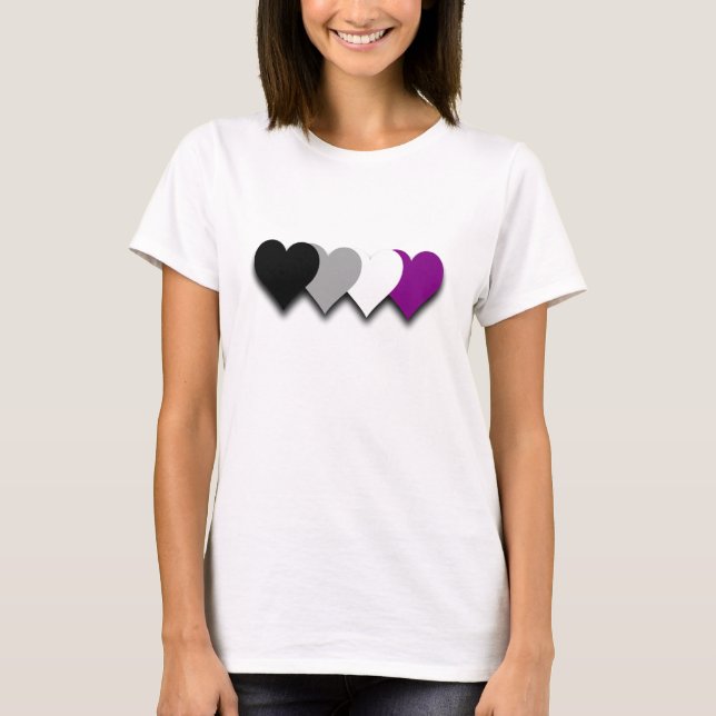 Camiseta Asexualidad corazones de orgullo T-Shirt (Anverso)