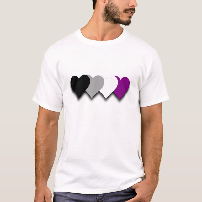 Camiseta Asexuality pride hearts T-shirt (Anverso)