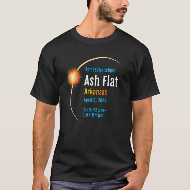 Camiseta Ash Flat Arkansas Ar Eclipse Solar Total 2024 1 (Anverso)