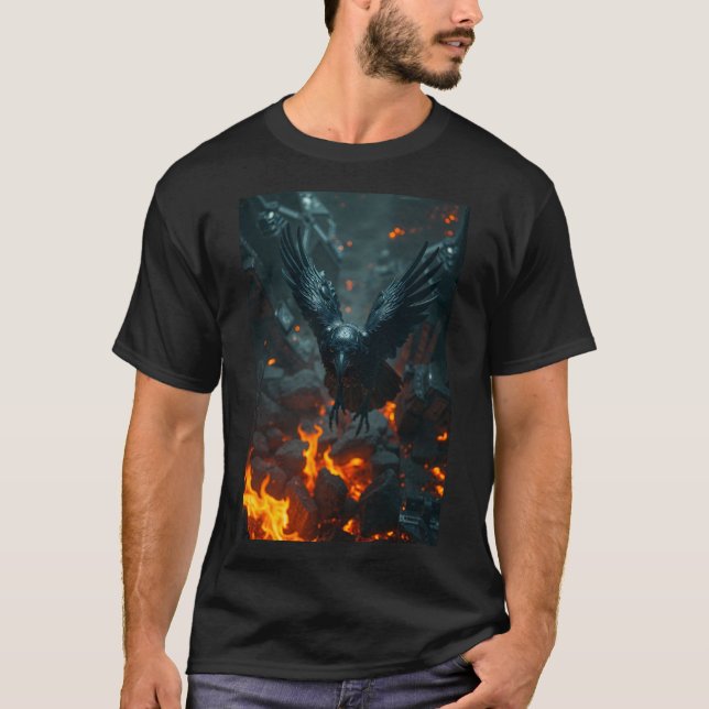 Camiseta Ash y Ember – Cuervo de Renacimiento | Cu (Anverso)
