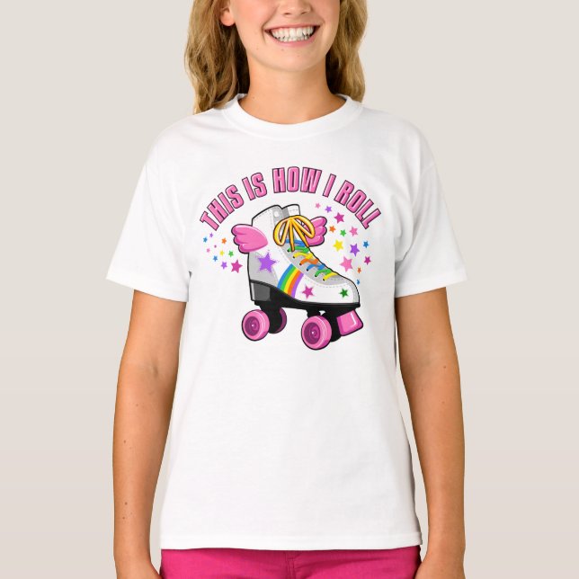 Camiseta Así es como rollo, patineta rodante, arco iris, es (Anverso)