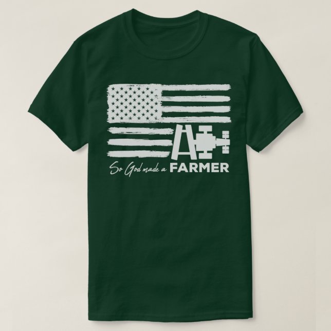 Camiseta Así que Dios hizo un agricultor Tractor de bandera (Diseño del anverso)