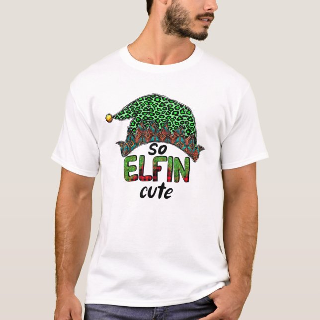 Camiseta Así que Elfin Cute Merry Christmas Elf Green Leopa (Anverso)