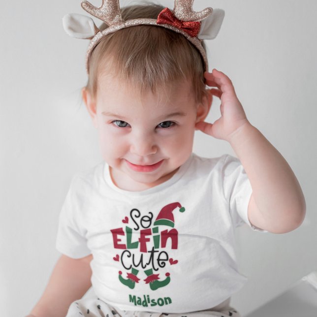 Camiseta Así que Elfin Cute Personaliza Name Elf Navidades (Subido por el creador)