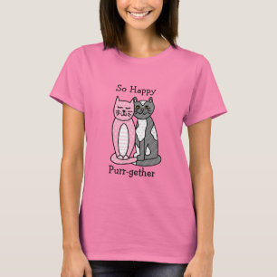 Camiseta Así que Feliz Púrpura   Pun de gato corto