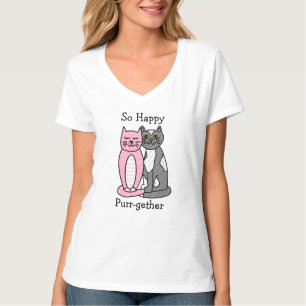 Camiseta Así que Feliz Púrpura   Pun de gato corto
