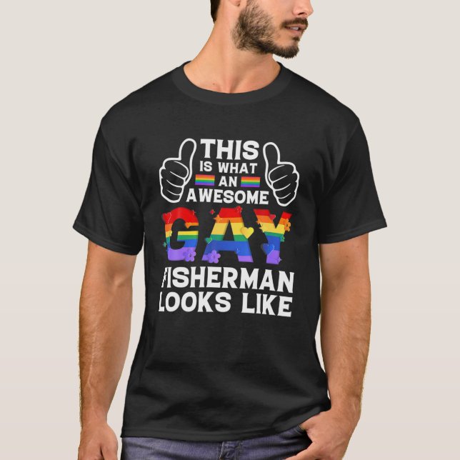 Camiseta Así Se Ve Un Pescador Gay Como Un Orgullo LGBTQ (Anverso)