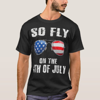 Camiseta Así Volante De Julio Bandera Estadounidense Gafas 