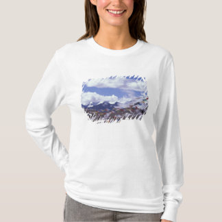 Camiseta Asia, China, Tibet, Tangla Pass. Banderas de oraci