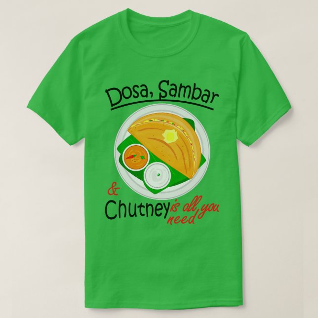 Camiseta Asia del Sur de India Vegan Dosa Sambar Chutney (Diseño del anverso)