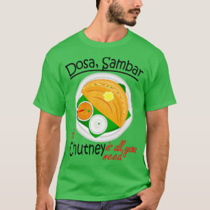 Camiseta Asia del Sur de India Vegan Dosa Sambar Chutney
