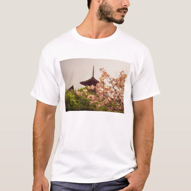 Camiseta Asia, Japón, Kiyomizu templo en primavera (Anverso)