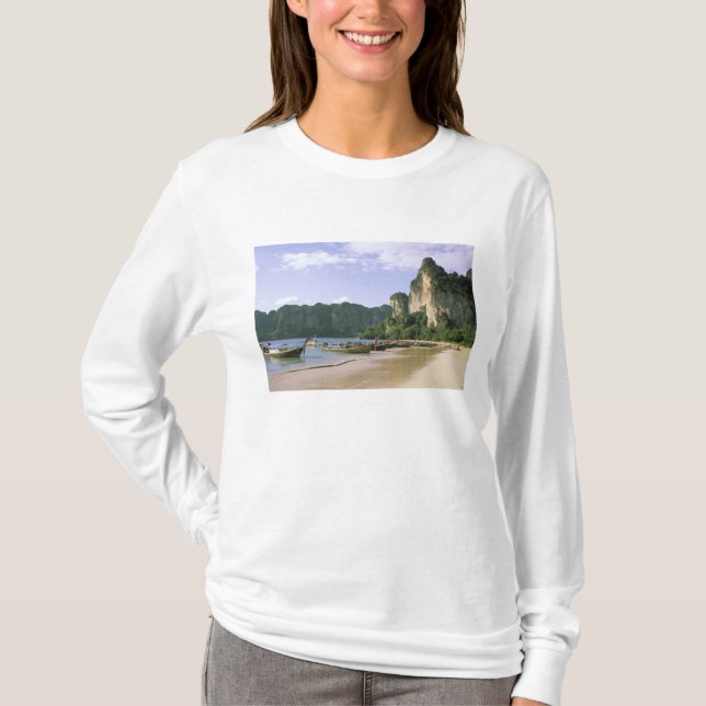 Camiseta Asia, Tailandia, Krabi. West Railay Beach, larga (Anverso)