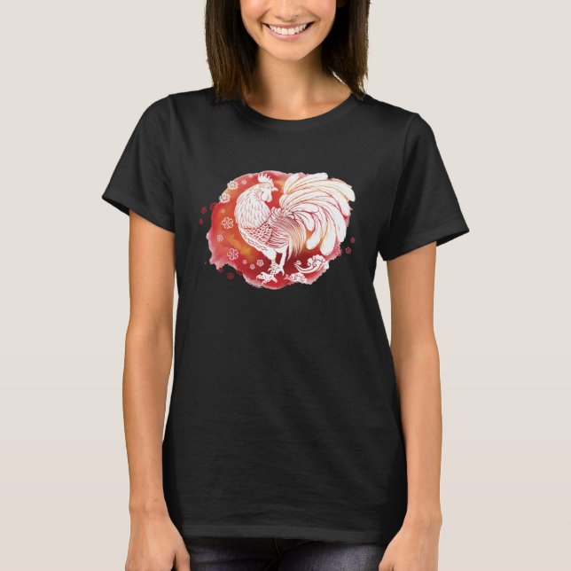 Camiseta Asian Rooster Chinese Zodiac Fancy Red Rooster (Anverso)