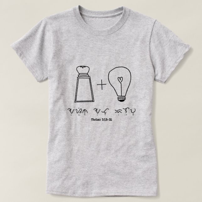 Camiseta Asin en la tipografía cristiana Ilaw Baybayin (Diseño del anverso)