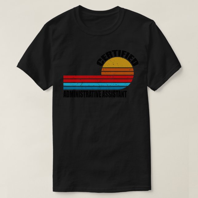 Camiseta asistente administrativo certificado vintage retro (Diseño del anverso)