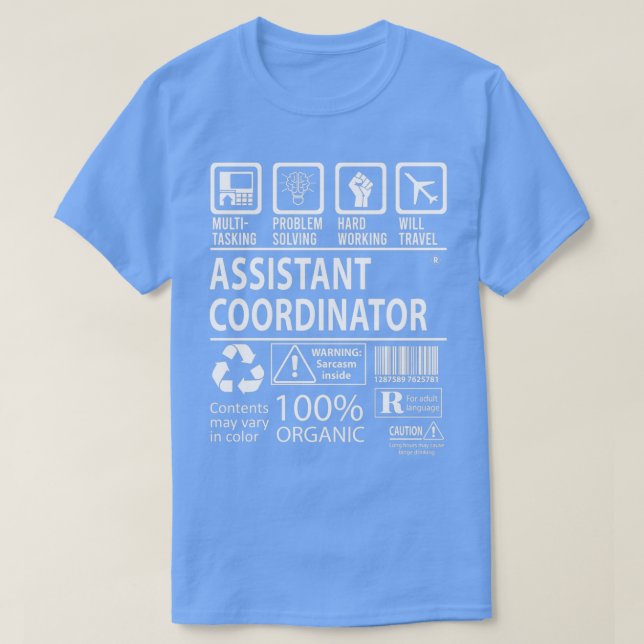 Camiseta Asistente Coordinador de tareas certificadas multi (Diseño del anverso)