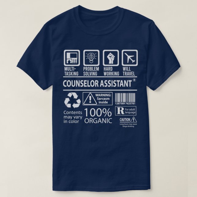 Camiseta Asistente de consejeros Gif Certificación de Traba (Diseño del anverso)