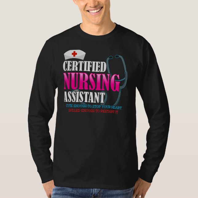 Camiseta Asistente De Enfermería Certificado Puede Cute Suf (Anverso)