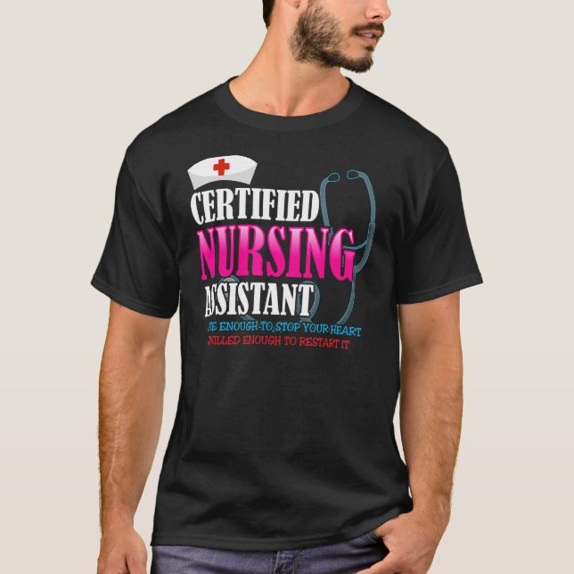 Camiseta Asistente De Enfermería Certificado Puede Cute Suf (Anverso)