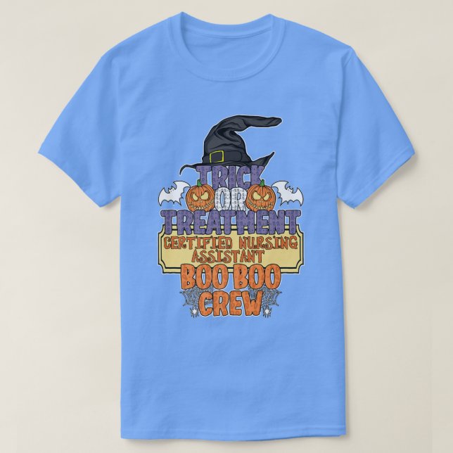 Camiseta Asistente De Enfermería De Trick O Tratamiento Boo (Diseño del anverso)