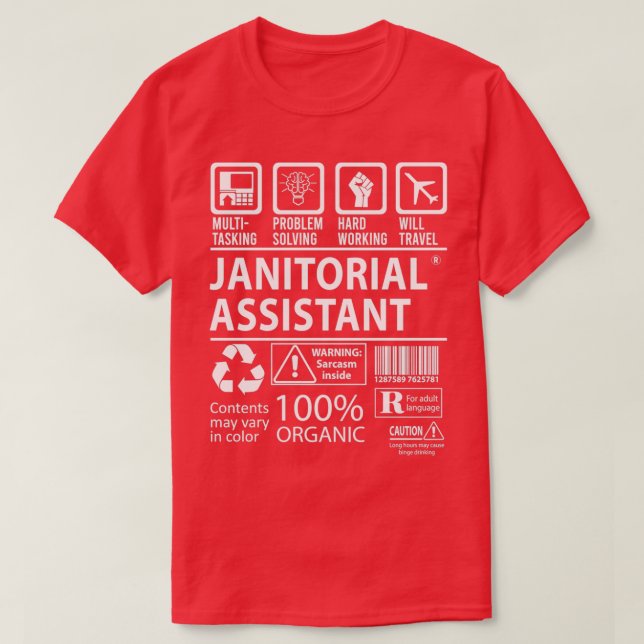 Camiseta Asistente de Janitorial MultiTasking Certified Job (Diseño del anverso)