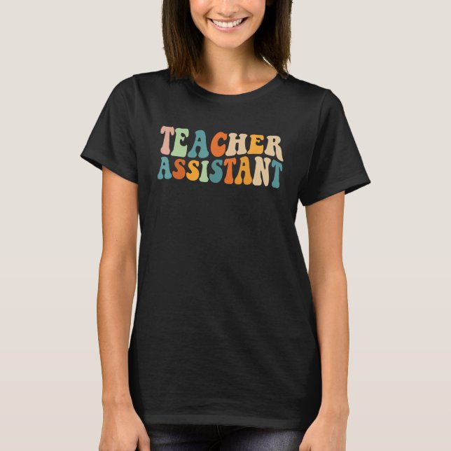 Camiseta Asistente de Maestros groovy Aide Paraprofesional  (Anverso)