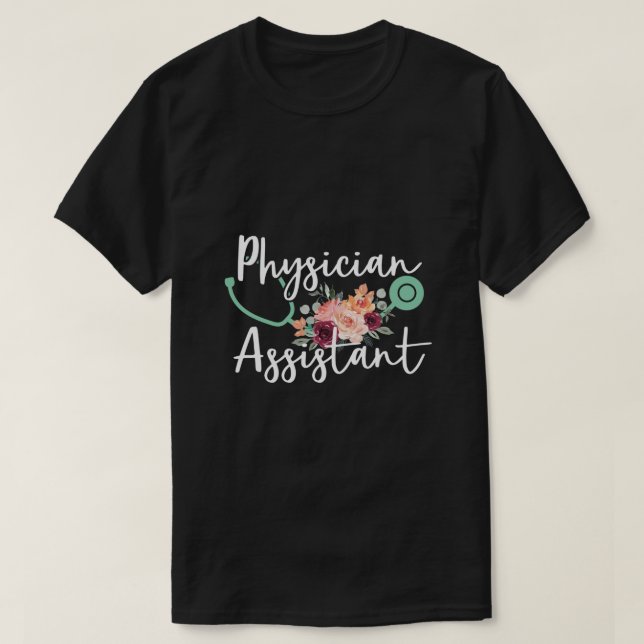 Camiseta Asistente de Médicos Cuadros PA Stethoscope con Fl (Diseño del anverso)