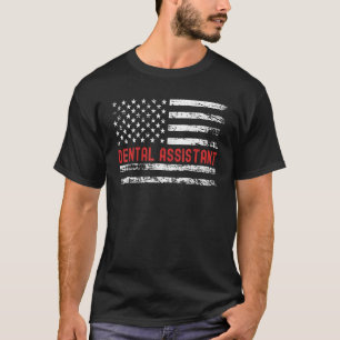 Camiseta Asistente Dental Bandera de EE. UU. Profesión Retr
