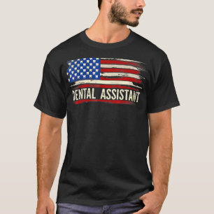 Camiseta Asistente dental de época Dental de la Bandera Ame