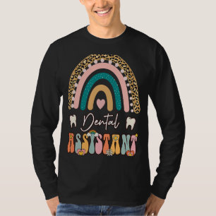 Camiseta Asistente Dental Groovy Retro Vintage Arcoíris Lin