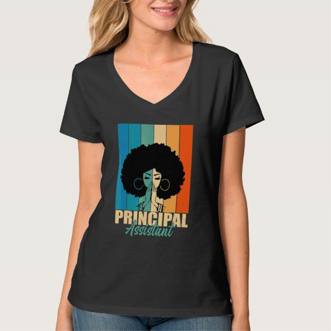 Camiseta Asistente Director Afro Título de Empleo Trabajado (Anverso)