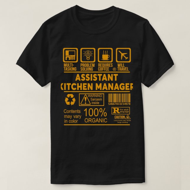 Camiseta ASISTENTE GESTOR DE COCINA NICE DISEÑN 2017 Classi (Diseño del anverso)