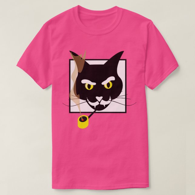 Camiseta Asistente mágico para fumar gato negro (Diseño del anverso)