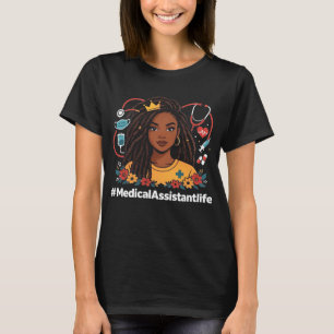 Camiseta Asistente médica mujer afro Historia negra Junetee