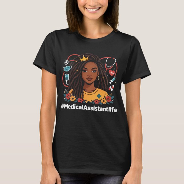 Camiseta Asistente médica mujer afro Historia negra Junetee (Anverso)