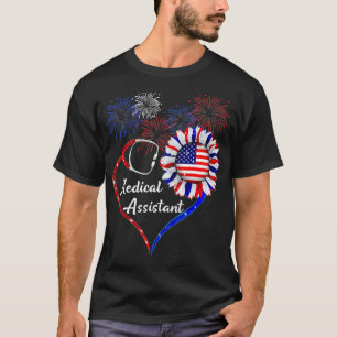 Camiseta Asistente Médico Bandera Estadounidense Girasol 4