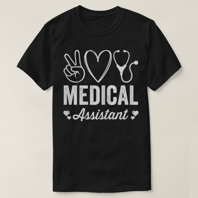 Camiseta Asistente Médico Cute Heart Stethoscope Vintage N (Diseño del anverso)