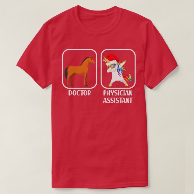 Camiseta Asistente médico Dabbing Unicorn Santa hat vs D (Diseño del anverso)