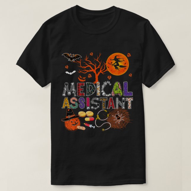 Camiseta Asistente médico Halloween Disfraces Zombie Scary  (Diseño del anverso)