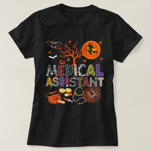 Camiseta Asistente médico Halloween Disfraces Zombie Scary  (Diseño del anverso)