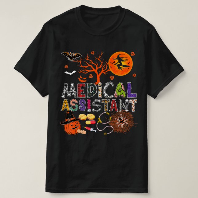 Camiseta Asistente médico Halloween Disfraces Zombie Scary  (Diseño del anverso)