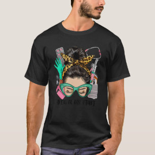Camiseta ASISTENTE MÉDICO Messy Bun Afro enfermera de pelo