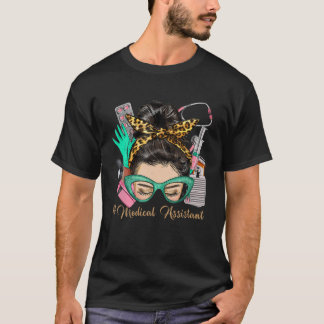 Camiseta Asistente Médico Messy Bun Afro Hair Enfermera H