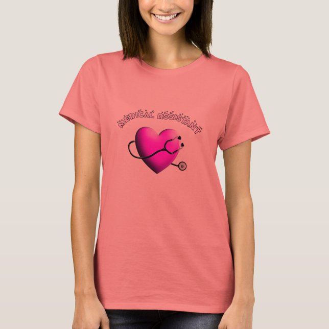 Camiseta Asistente médico Regalos de diseño de CORAZÓN PINK (Anverso)